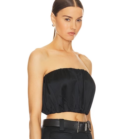 Final drop! Price firm! NWT HELSA black satin blouson tube top - XS - Picture 5 of 9
